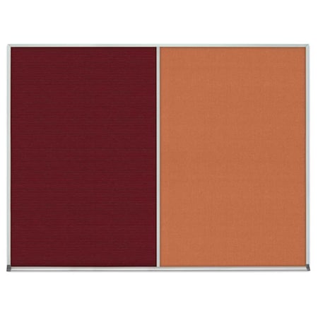 United Visual Products Double Door Radius Corkboard, 48"x36", Sat UV7003RC-SATIN-CORK